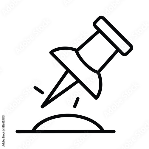 Simple Push Pin Thumbtack Icon Outline, Notice Board Stationary