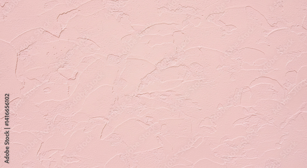 Fototapeta premium Textured Pink Wall Background: Pastel Pink Plaster, Architectural Design, Home Decor, Abstract Surface Texture
