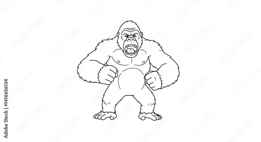 Simplified King Kong Chest Beat Pose Child Friendly Coloring Sheet Printable Monster Outline Fun Art Simplified King Kong Chest Beat Pose Child Friendly Coloring Sheet Printable Monster Outline Fun Art