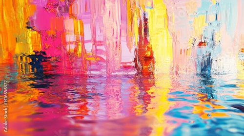 Abstract Colorful Fluid Reflections