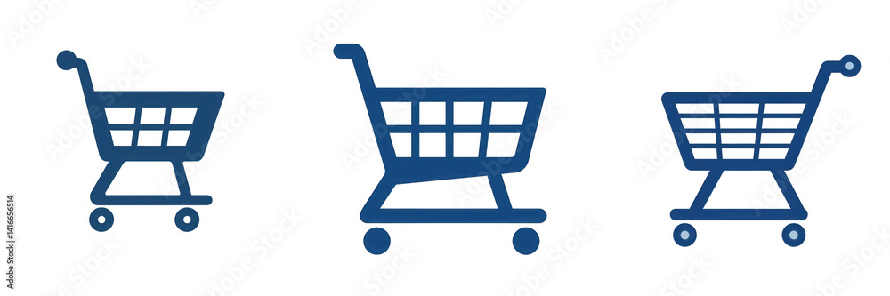 Three shopping carts of varying sizes aligned in a row, symbolizing commerce and consumerism, set against a clean, minimalistic background isolated on white or transparent png Three shopping carts of varying sizes aligned in a row, symbolizing commerce and consumerism, set against a clean, minimalistic background isolated on white or transparent png