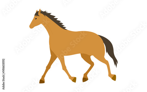 歩く馬のシンプルなベクターイラスト