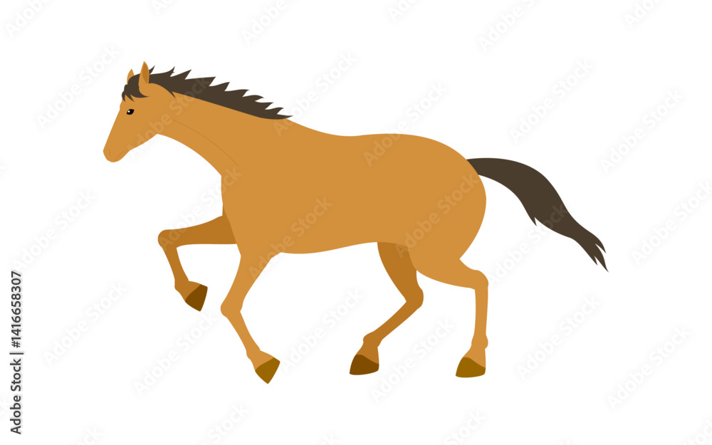 Fototapeta premium 走る馬のシンプルなベクターイラスト