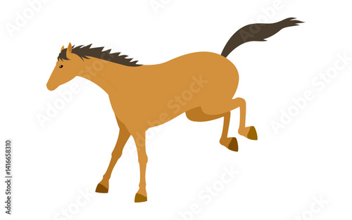 ジャンプして着地する馬のシンプルなベクターイラスト