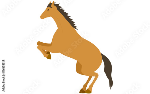 跳ぼうと立ち上がる馬のシンプルなベクターイラスト