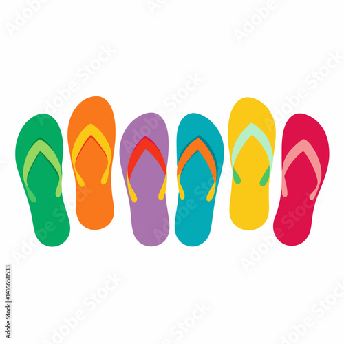 Colorful Flip Flops Parade – Vibrant Vector Design for Summer Vibes