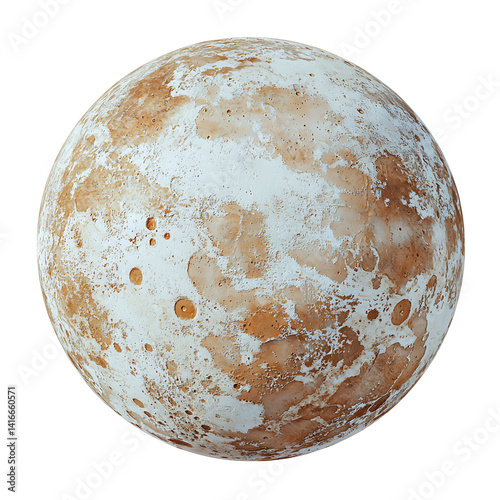 Highly detailed and realistic image of the moon showing craters ridges and surface textures in soft beige and gray tones isolated on a transparent background