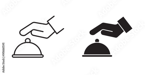 Hand touching service bell icon