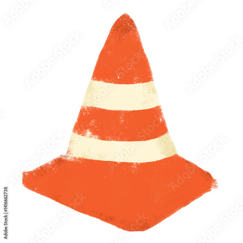 Cute traffic cone block road street sign hand drawn doodle crayon watercolour illustration png digital sticker clipart construction safety work sticker