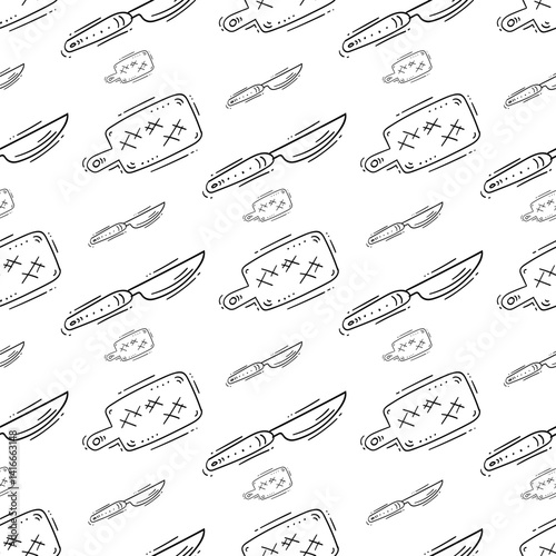 kitchen utensil pattern. kitchenware seamless pattern. doodle cooking utensil seamless pattern. doodle kitchen background