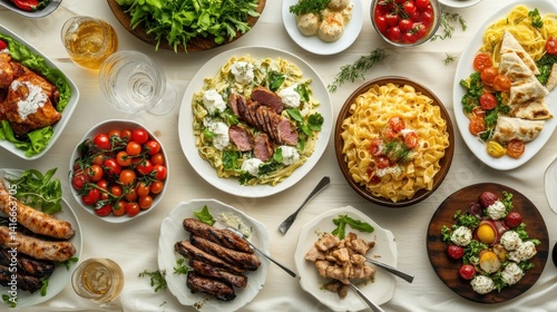 Assortment of dishes for restaurant menu photography