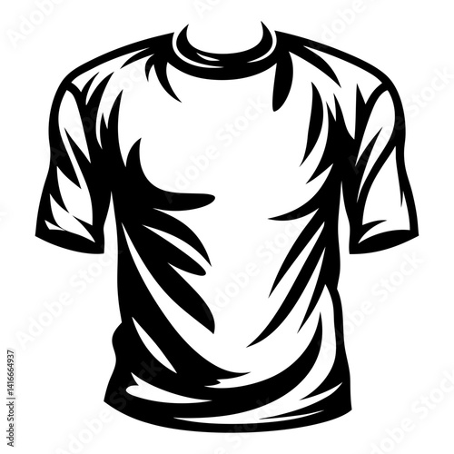 Stylized Black and White TShirt Design with Bold Abstract Shapes