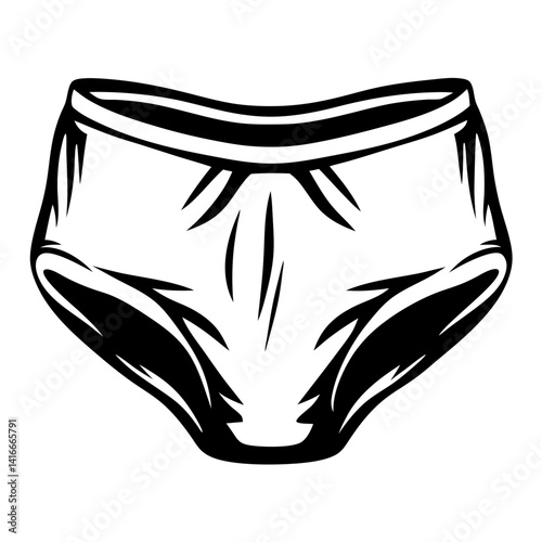Black and white illustration of simple underwear for feminine apparel design