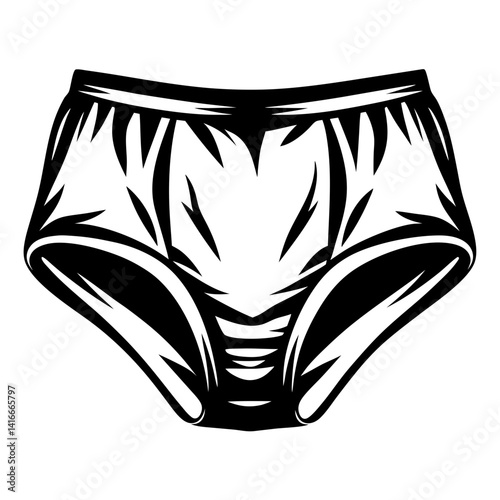 Monochrome Panties Illustration with Intricate Design and Clean Bold Black Lines