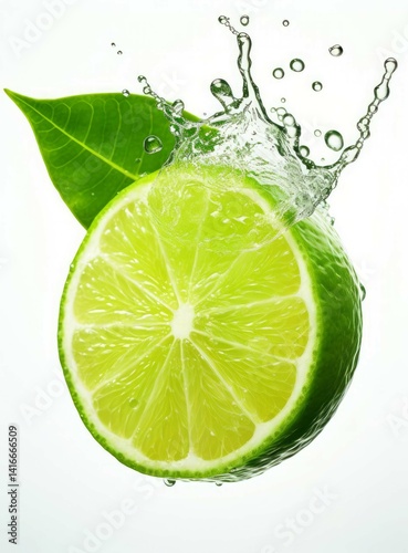 Fresh Lime With Water Splash, Lime, Fresh Lime Slices