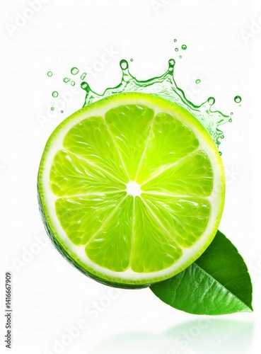 Fresh Lime With Water Splash, Lime, Fresh Lime Slices