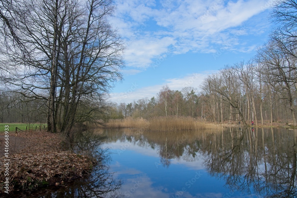 Pond fed by source from groundwater natural spring on the Estate Warnsborn near Arnhem in the Dutch province Gelderland in the East of the Netherlands Pond fed by source from groundwater natural spring on the Estate Warnsborn near Arnhem in the Dutch province Gelderland in the East of the Netherlands