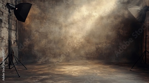 Dark Grunge Studio Photography Background with Lighting