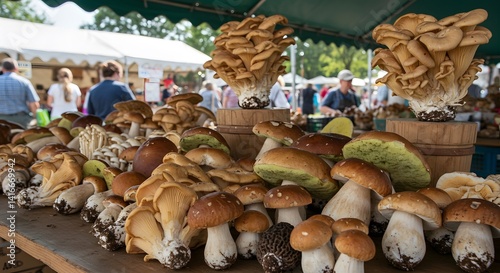 Fresh Organic Mushroom Harvest at Farmers Market