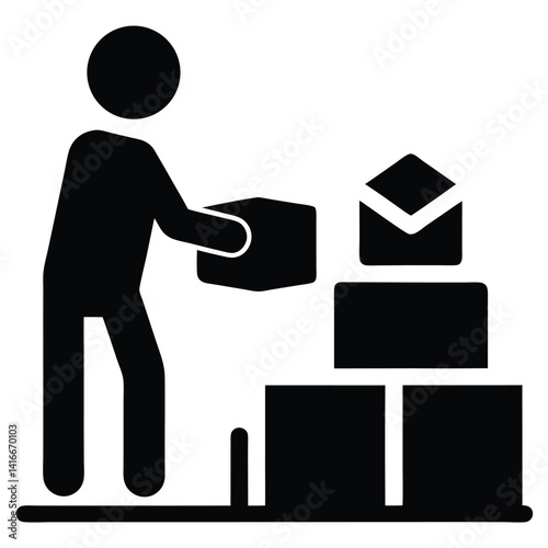 shipment packaging process icon silhouette