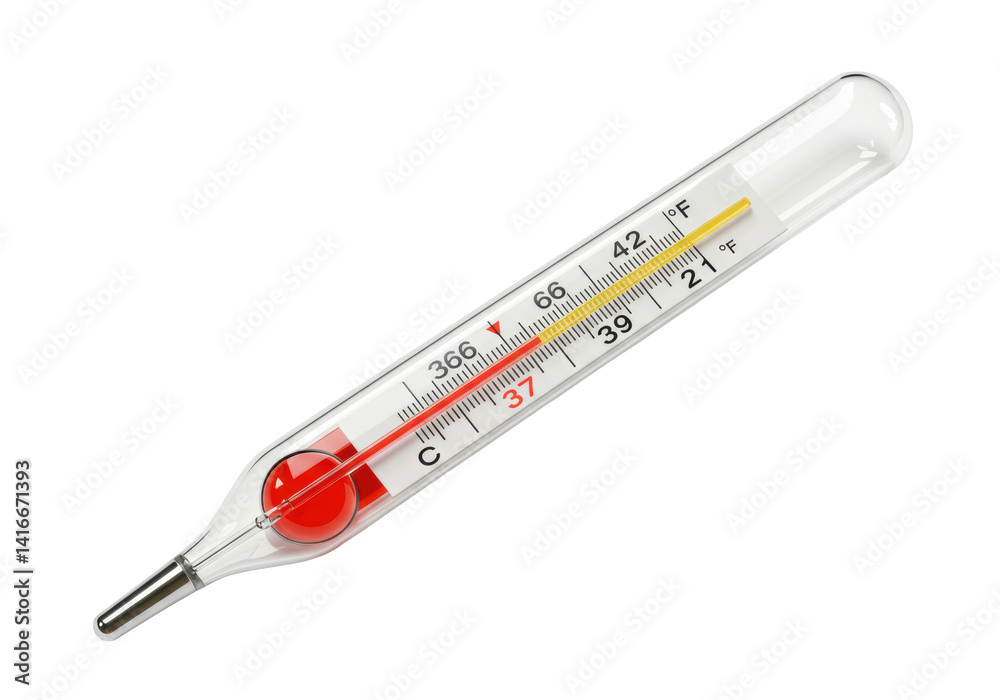 Isolated Clinical Thermometer with Fever Temperature Isolated Clinical Thermometer with Fever Temperature