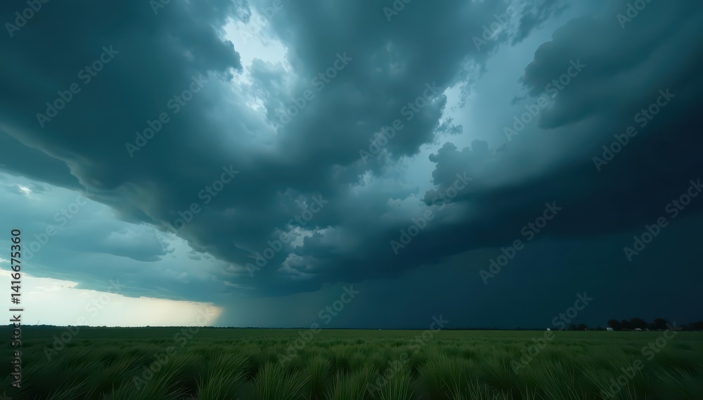 Obraz premium Heavy, dark grey storm clouds gather ominously , impending storm, intense
