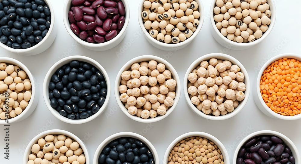 Legumes in cups on a white background Legumes Legumes in cups on a white background Legumes