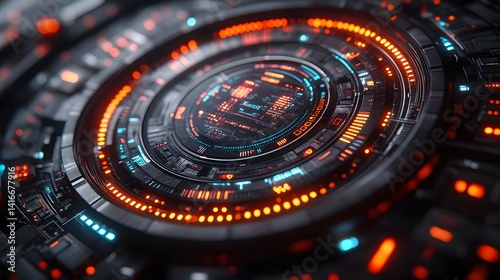 Wallpaper Mural Close-up view of a futuristic, intricate circular interface. Torontodigital.ca