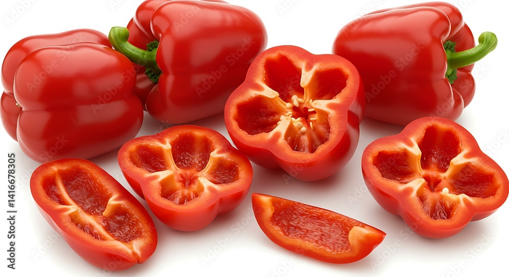 Red peppers on a white background R Red peppers on a white background R