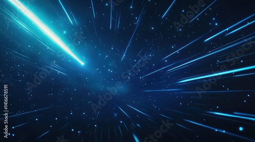 Abstract representation of light streaks in a dark space, conveying speed and motion