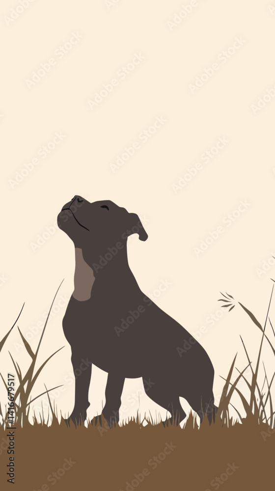 American Bulldog Silhouette in Training Pose - Minimalist Flat Vector Art American Bulldog Silhouette in Training Pose - Minimalist Flat Vector Art