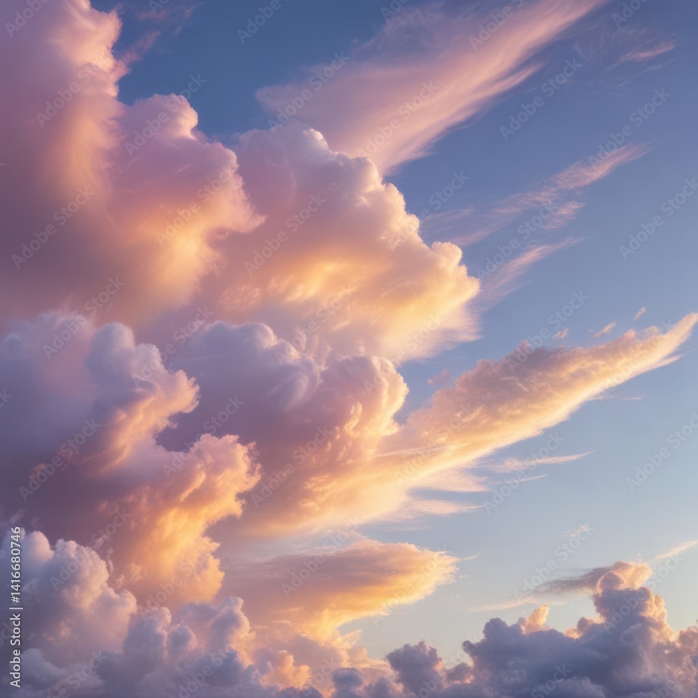 Fototapeta premium sunset sky with clouds, sunset sky background, sunset in the sky