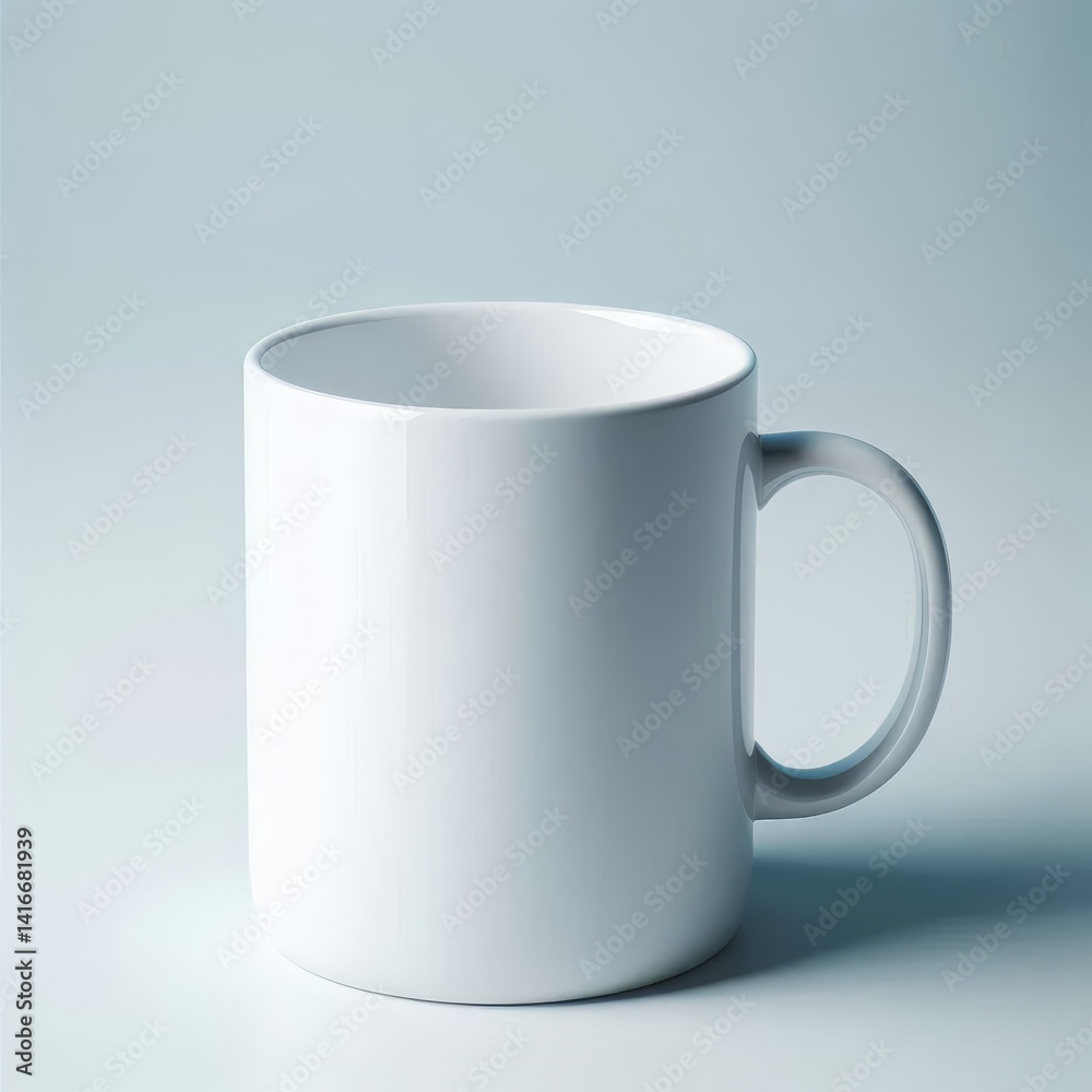 Obraz premium White Mug Mockup - White Cup for Branding and Logo Placement - Product Design for Identity - White Drink Cup in Studio Environment - Background for Promotional Material - Mock-up for Presentation