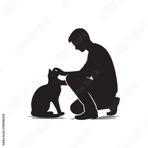 man petting a cat