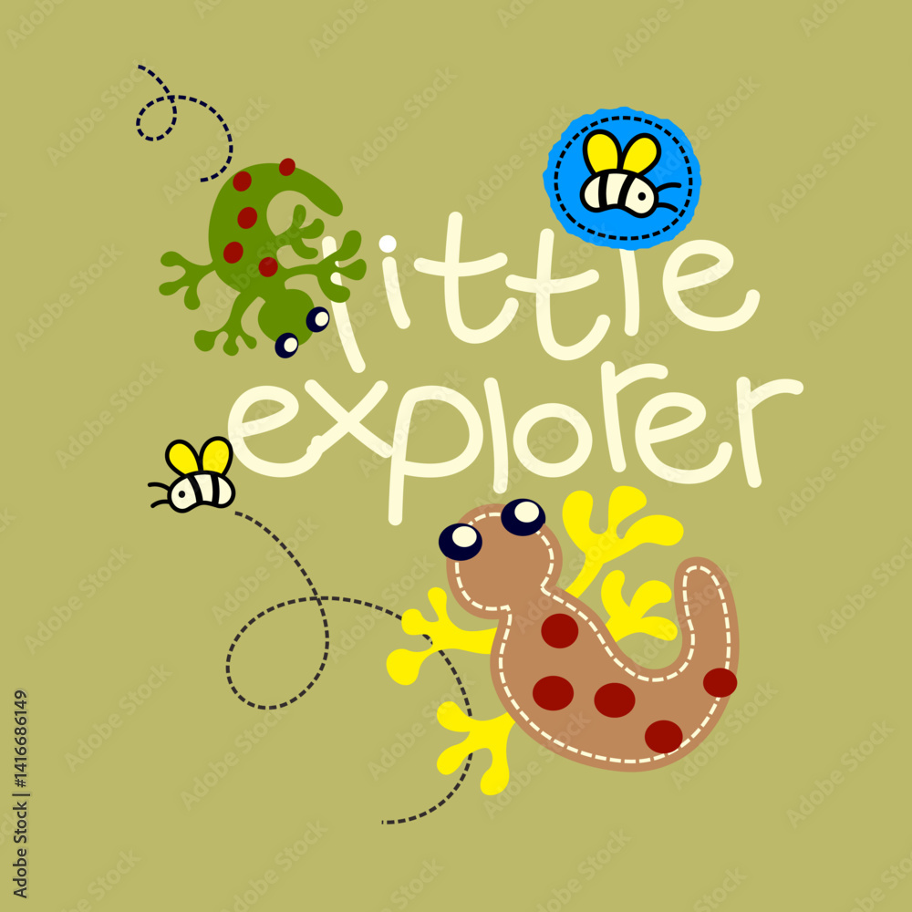Fototapeta premium Cute cartoon animal gecko , Flat Vector Illustration
