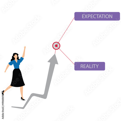 Expectations vs reality concept with business graphs