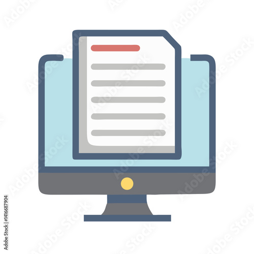 Desktop with Document Icon Representing Student Learning and Academic Work