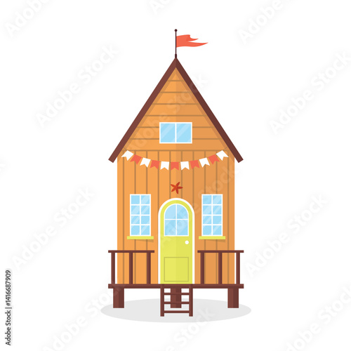 Beach house icon for overnight stay, changing clothes and storing beach equipment.