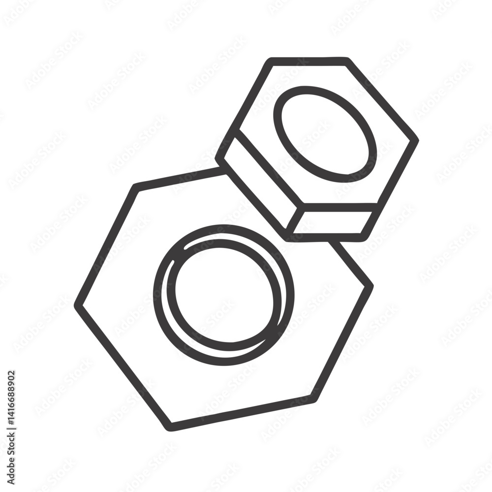 Hex Nut Icon Representing Mechanical Fastening and Industrial Assembly Hex Nut Icon Representing Mechanical Fastening and Industrial Assembly