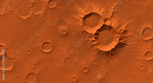 Aerial Martian Landscape View of Red Planet Surface Craters Plains and Rocky Terrain Geology Formation