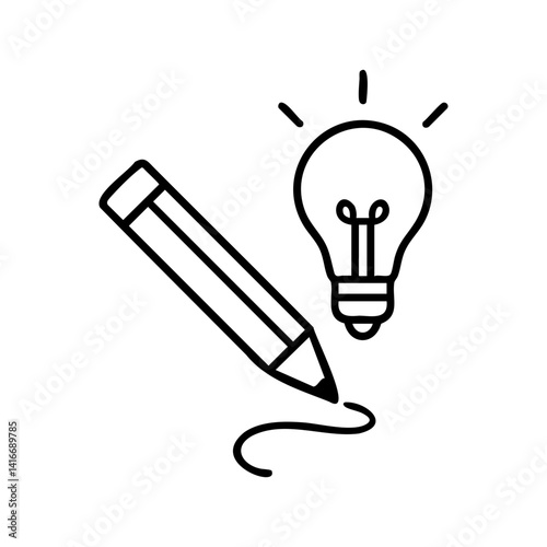 Pencil and lightbulb icon for creative ideas
