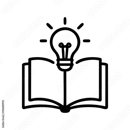 Book and lightbulb icon representing knowledge and ideas