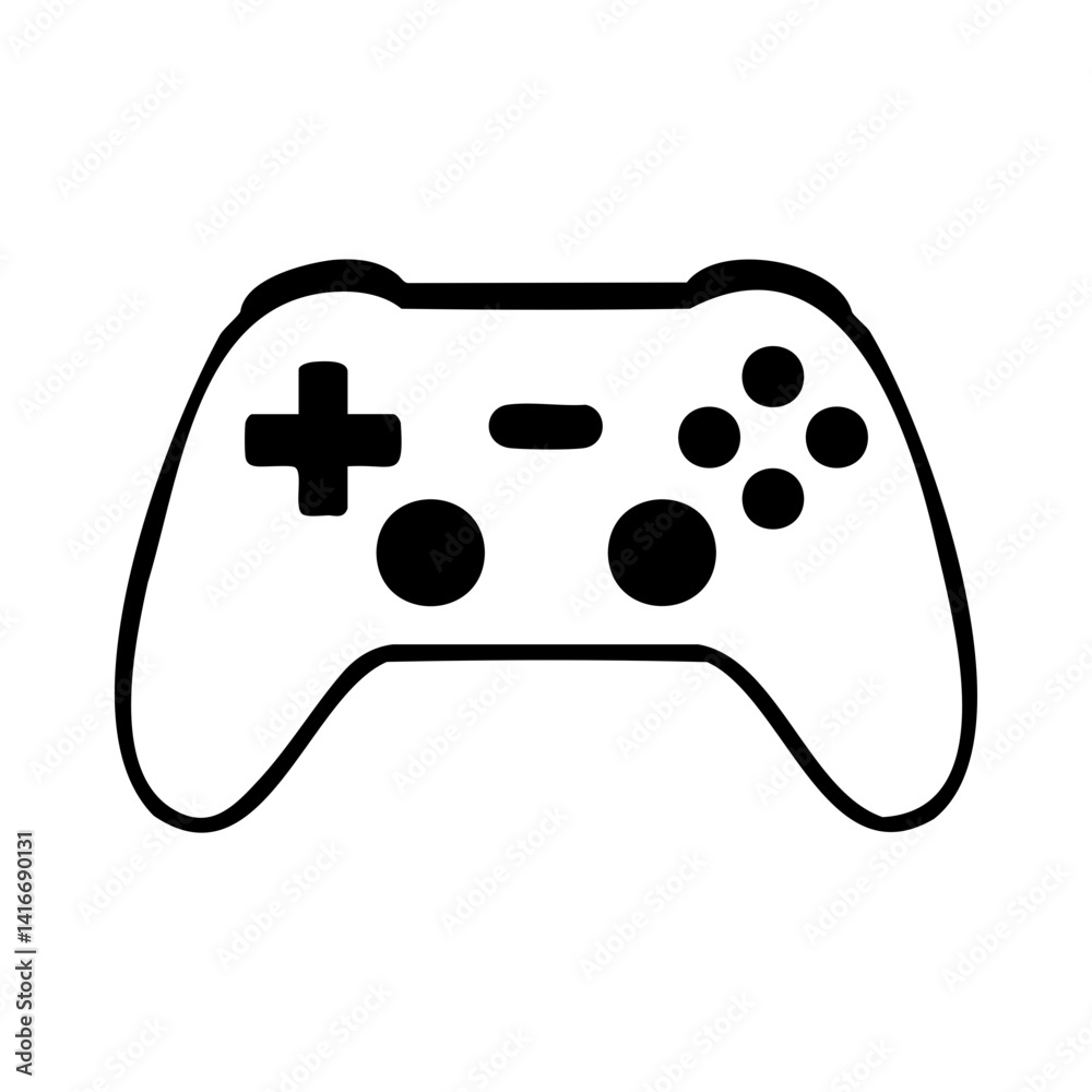 Game controller icon in black and white Game controller icon in black and white