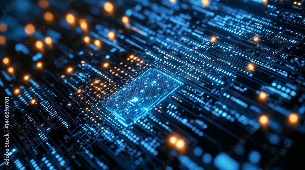 Abstract Glowing Circuit Board Network Data Technology Abstract Glowing Circuit Board Network Data Technology