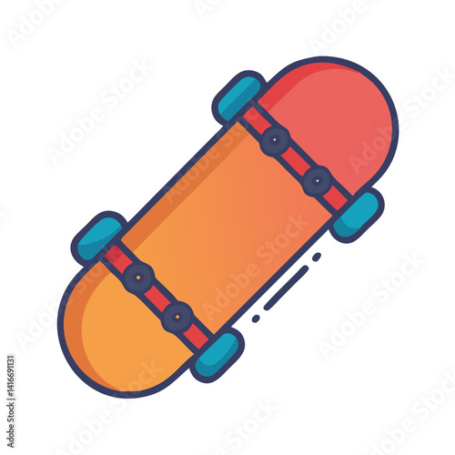 Skateboard Icon Representing Youth Outdoor Sports and Urban Recreation