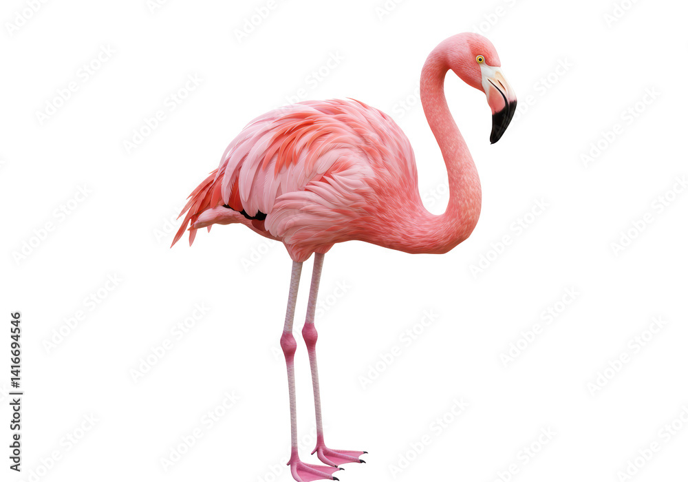 Obraz premium Isolated Vibrant Pink Flamingo Standing