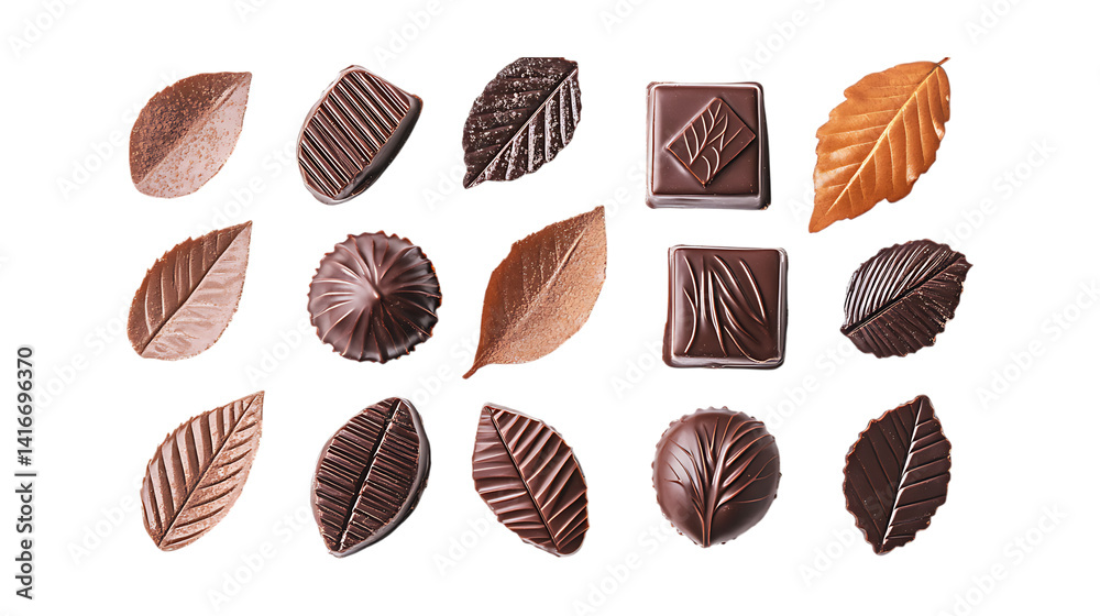 set of chocolate candies isolated set of chocolate candies isolated