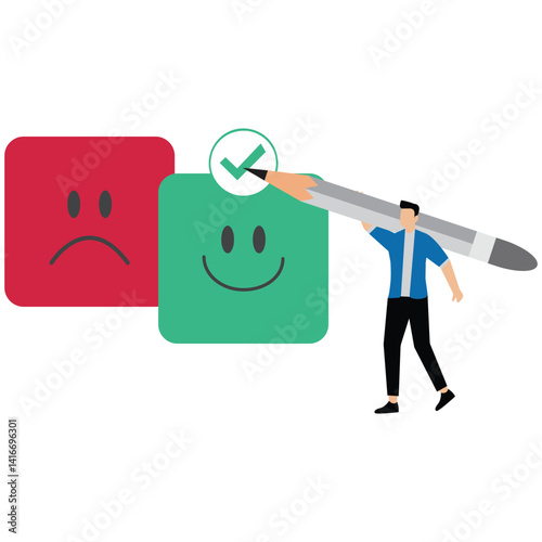User give rating to service experience. Positive feed back and testimonial. Satisfaction survey