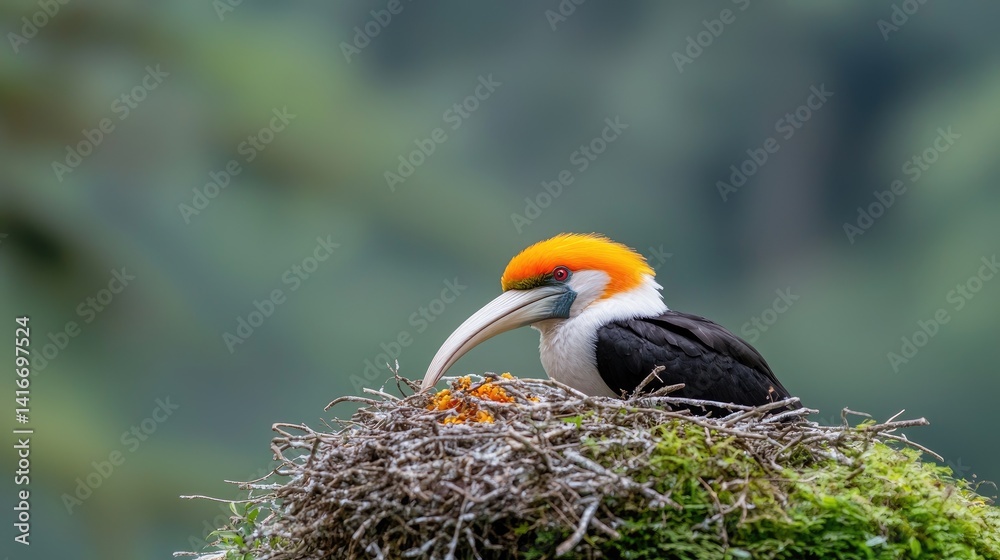 Fototapeta premium Small bird perched on branch close up wildlife photography