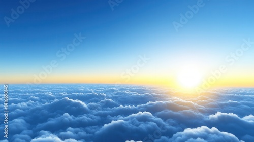 Obraz na płótnie Serene Sunrise Over a Sea of Clouds with a Bright Horizon and Clear Blue Sky w salonie